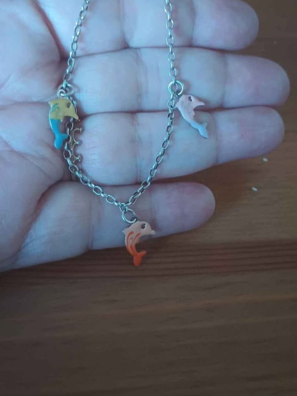 Sterliing Silver 925 Kids Dolphin Charm Bracelet - Multicolor
